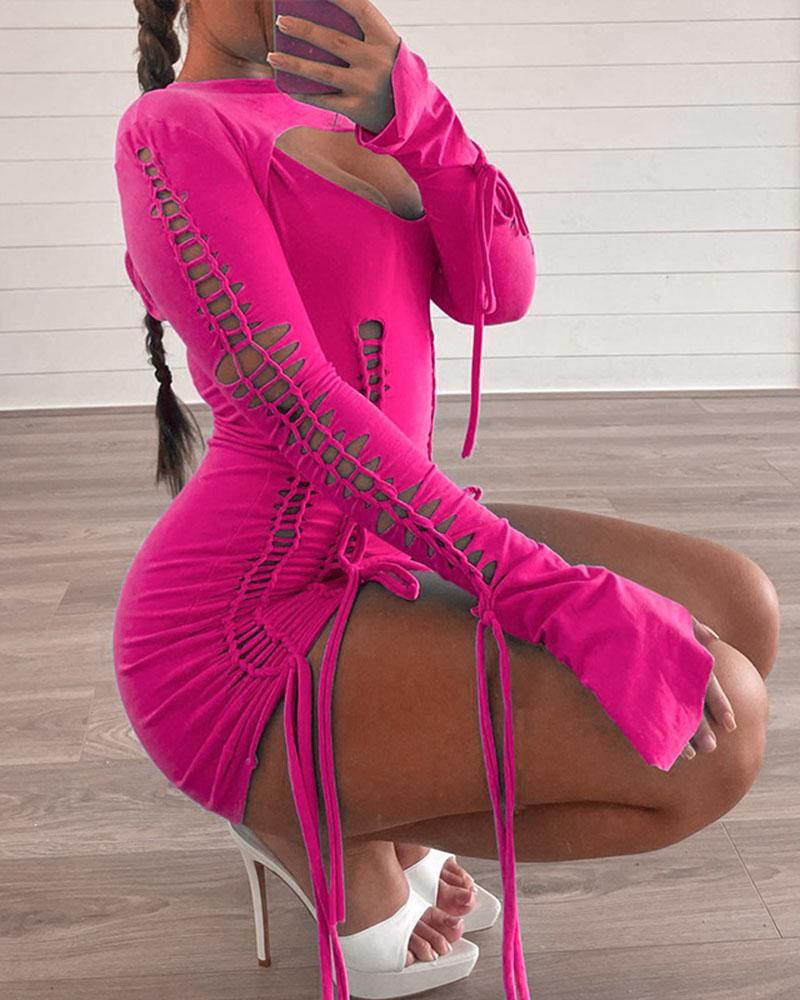 Polyester Bodycon Cutout Dress