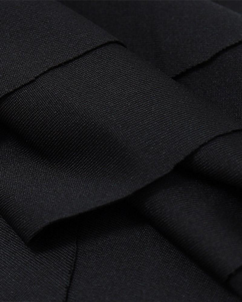 Ruffled Stretch-Blend Cropped Top with Polyester Fabric