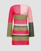 Crochet Polyester Dress with Long Sleeves