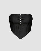 Polyester Cropped Corset Top with Stretch-Blend Fabric