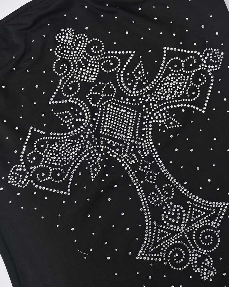 Cross-Detail Polyester Strapless Dress