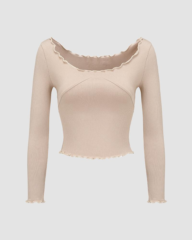 Ribbed Lace Top with Lettuce Edges