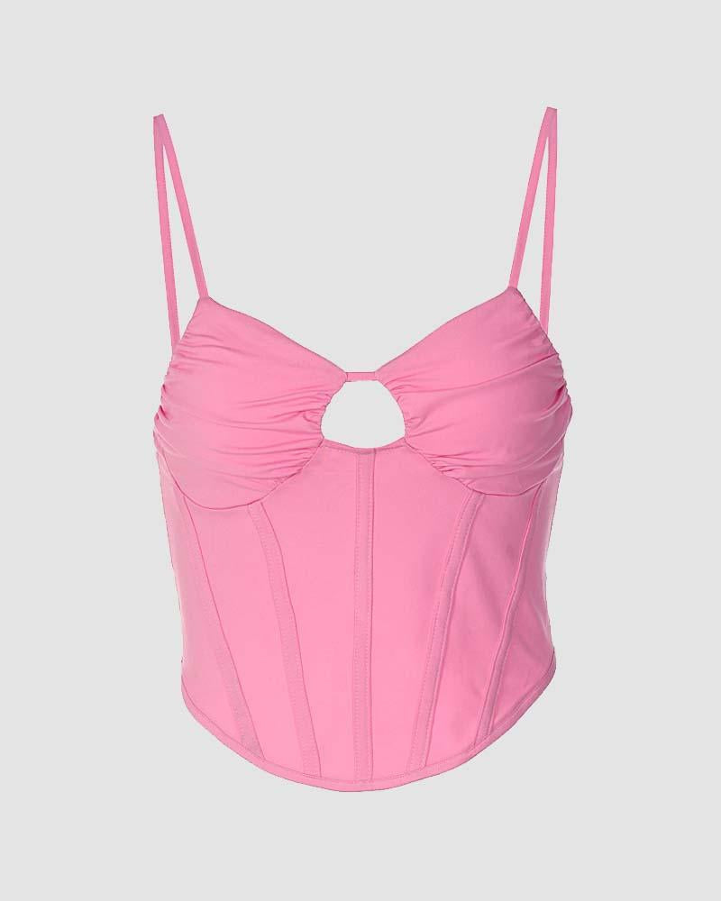 Halter Stretch-Blend Cropped Top with Polyester Fabric