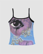 Polyester Cami Cropped Top with Stretch-Blend Fabric