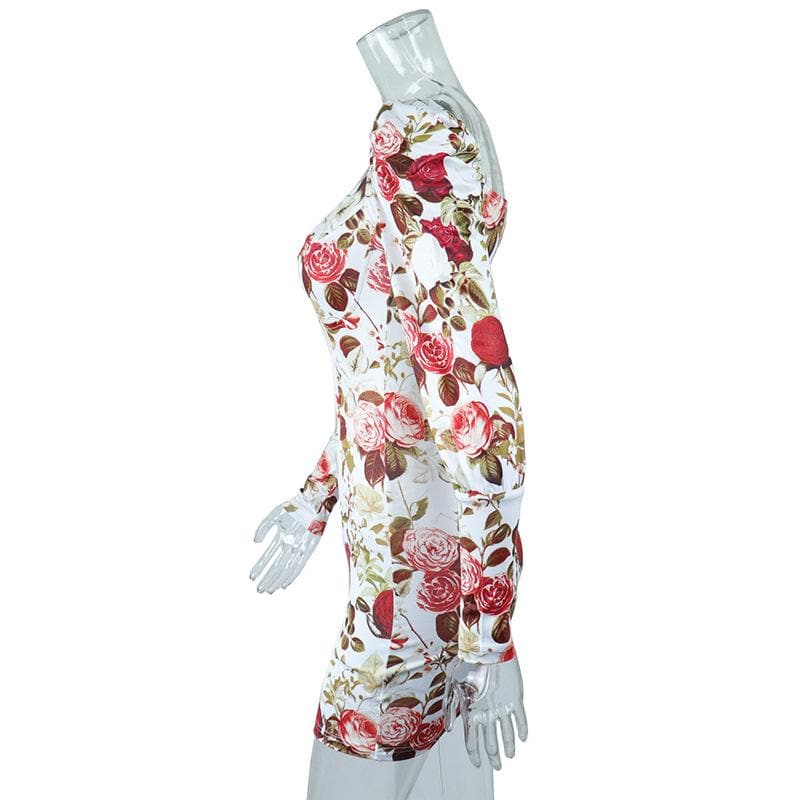 Floral Square-Neck Mini Dress