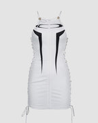 Zip-Detail Stretch-Blend Dress with Polyester Fabric