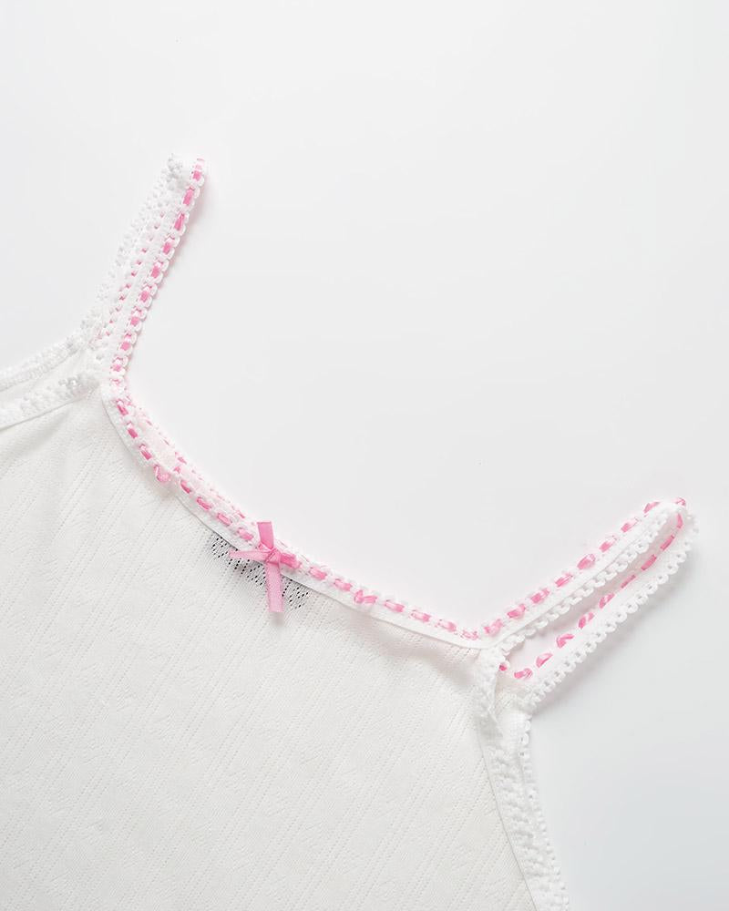 Lace Stretch-Blend Cami Top with Cotton Fabric