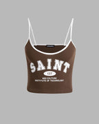 Lettered Cami Cropped Top with Cotton Fabric
