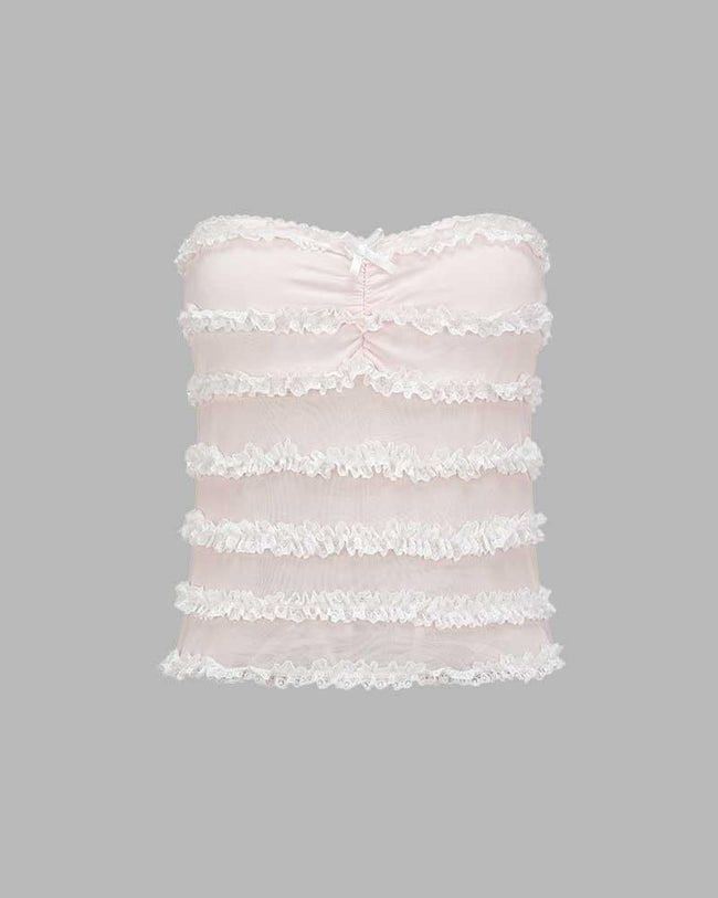 Lace Strapless Top with Ruffle Details Main image