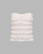 Lace Strapless Top with Ruffle Details