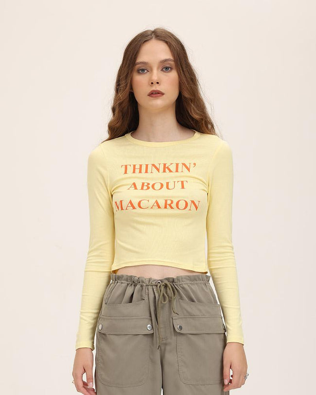 Lettered Polyester Top with Long Sleeves Main image