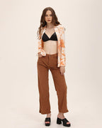Collared Polyester Shirt with Long Sleeves