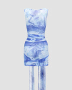 Stretch-Blend Polyester Wrap-Style Mini Dress