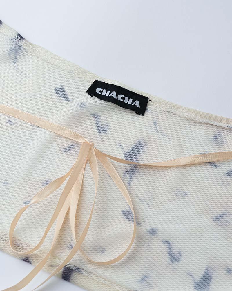 Mesh Cropped Top with Halter Neckline