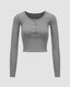 Button-Detail Stretch-Blend Cropped Top with Polyester Fabric