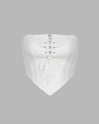 Polyester Cropped Corset Top with Stretch-Blend Fabric