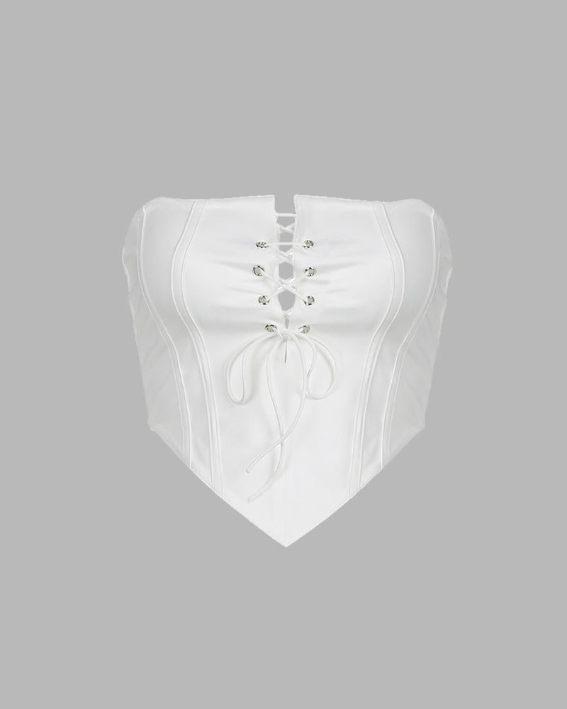 Polyester Cropped Corset Top with Stretch-Blend Fabric