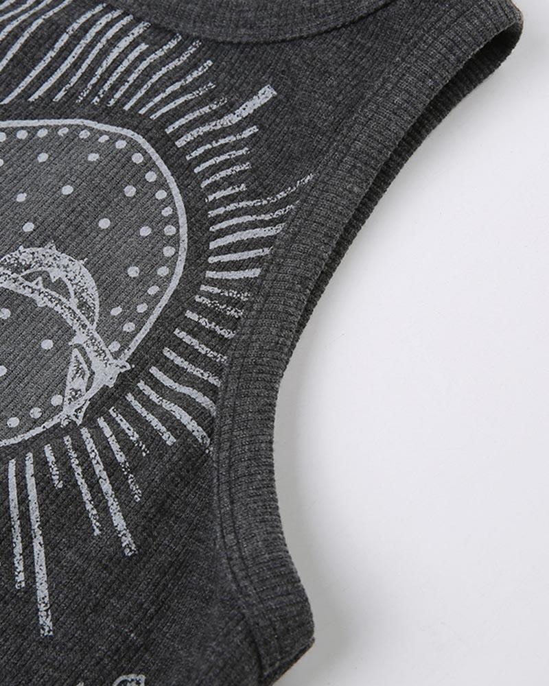 Grunge Heart-Detail Cotton Tank Top