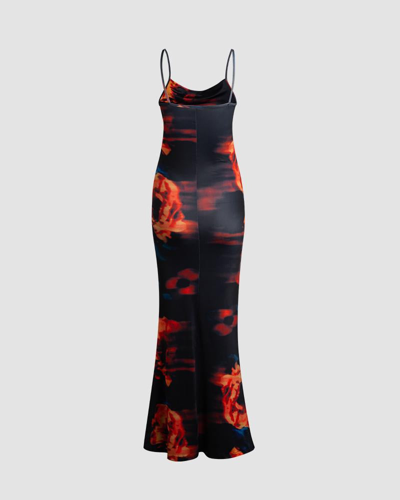 Cami Polyester Maxi Dress with Rose Details