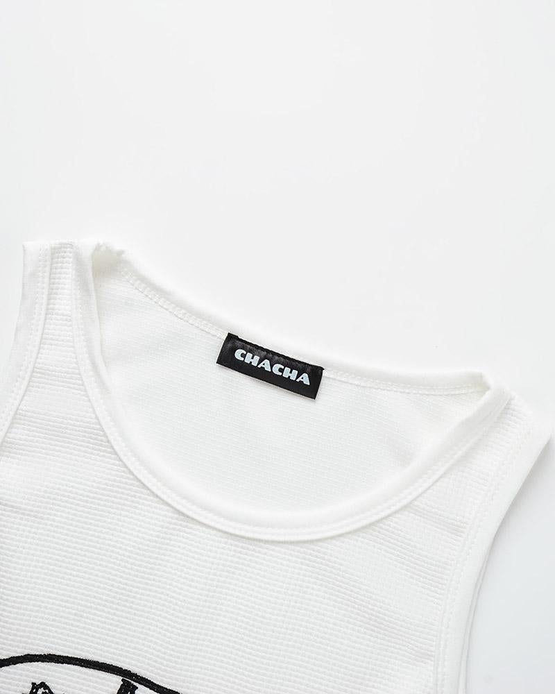 Cami Printed Stretch-Blend Cropped Tank Top with Polyester Fabric
