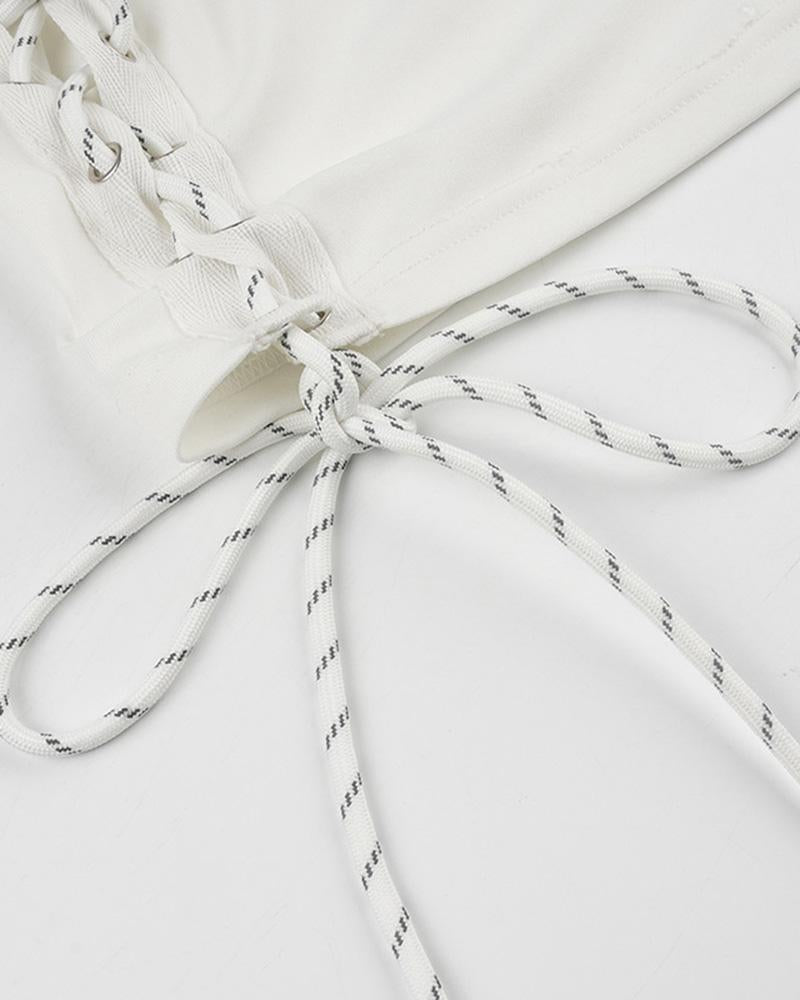 Zip-Detail Stretch-Blend Dress with Polyester Fabric