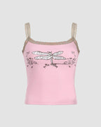 Lace Polyester Cami Top with Cotton Fabric