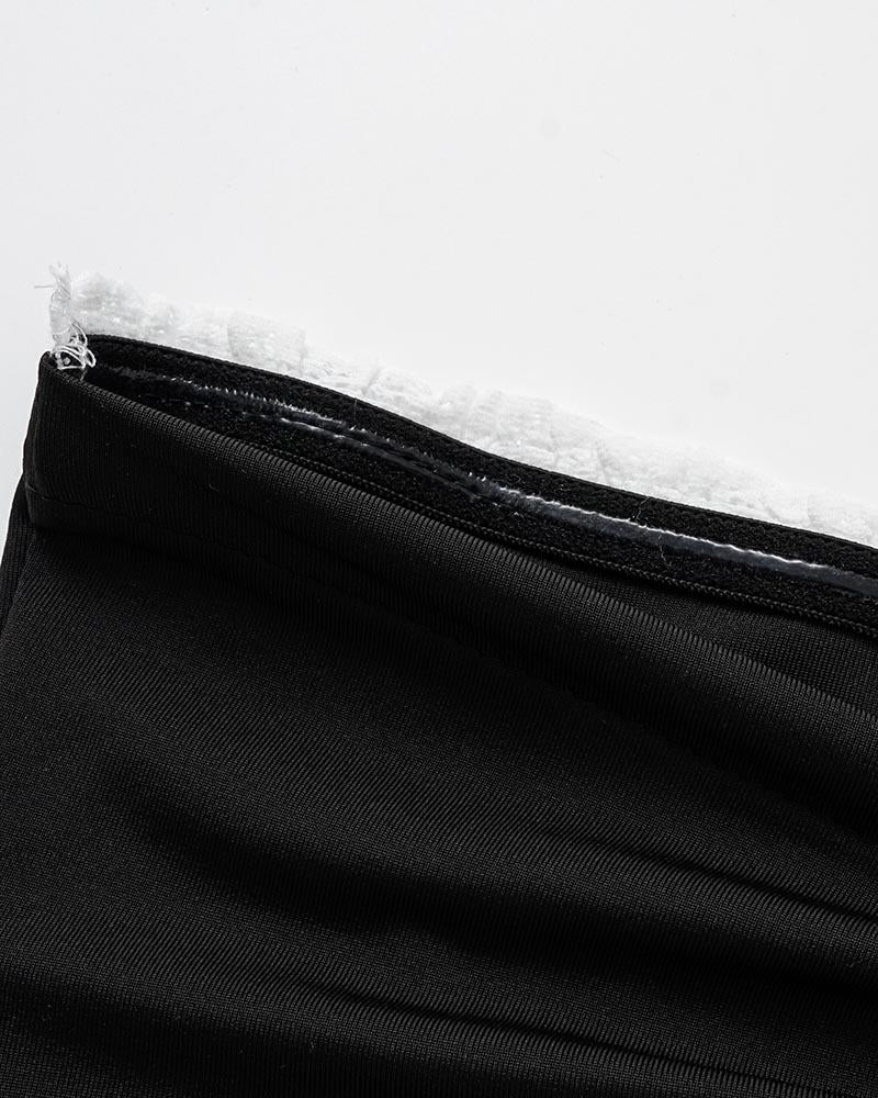 Sleeveless Strapless Stretch-Blend Cropped Top with Polyester Fabric