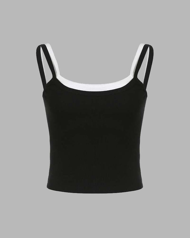 Layered Polyester Tank Top with Cotton Fabric Main image