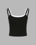 Layered Polyester Tank Top with Cotton Fabric
