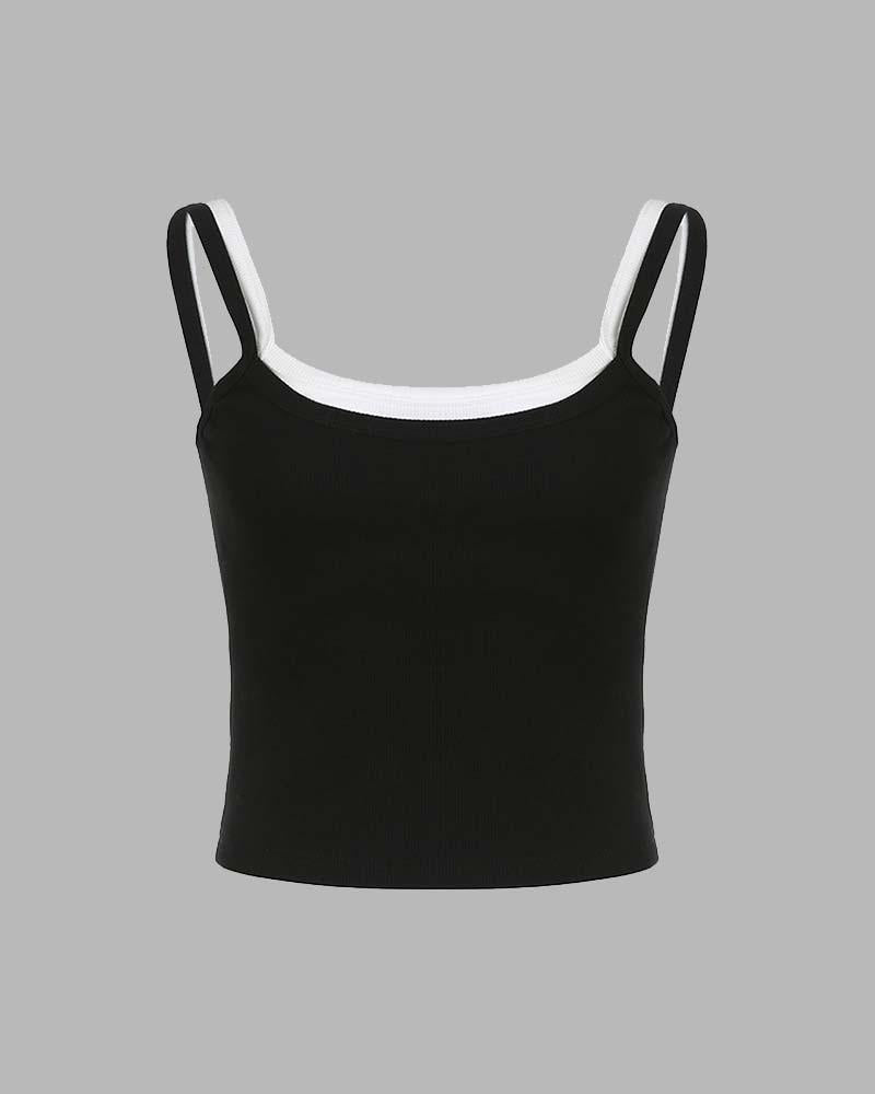 Layered Polyester Tank Top with Cotton Fabric