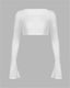 Stretch-Blend Polyester Long-Sleeve Cropped Top