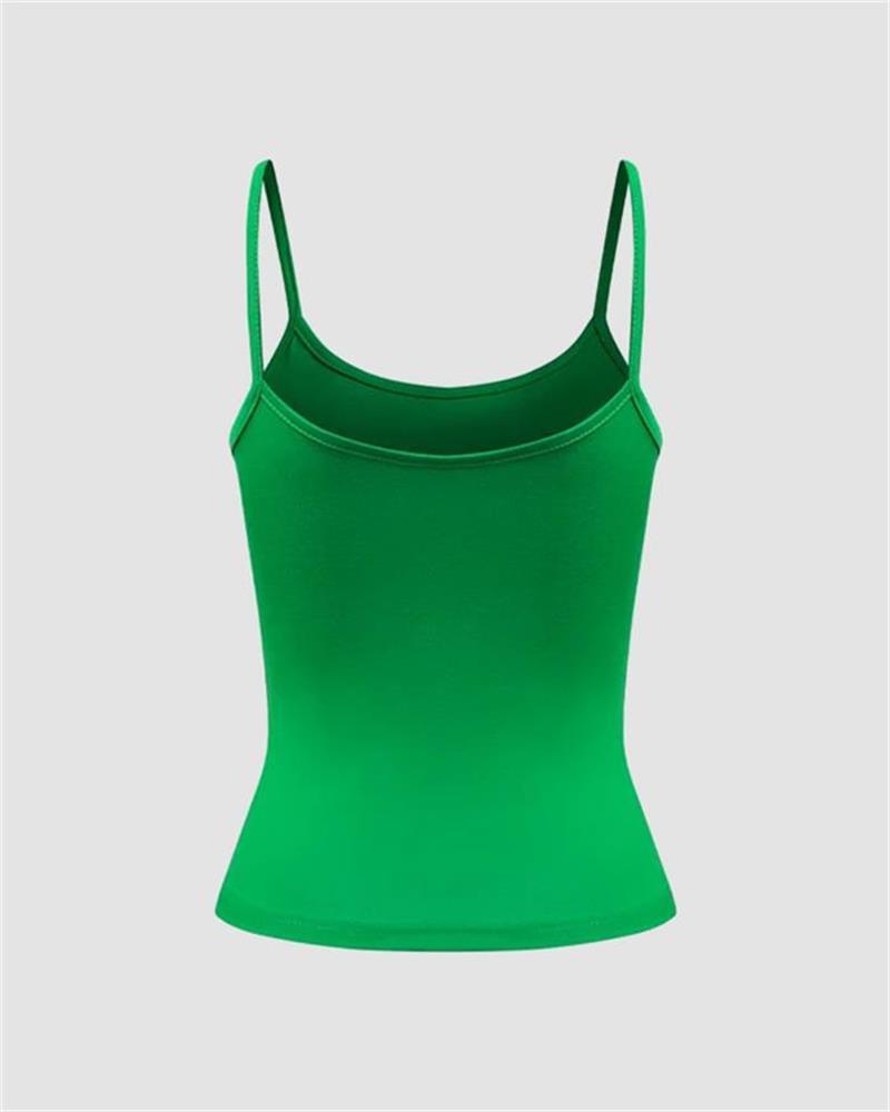 Lettered Stretch-Blend Cami Top with Cotton Fabric