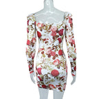 Floral Square-Neck Mini Dress