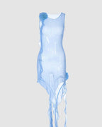 Mesh Polyester Dress with Floral Details