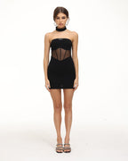 Mesh Polyester Dress with Strapless Neckline