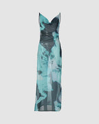 Slit-Detail Polyester Dress with Mesh Detailing