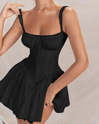 Polyester Flared Corset-Style Dress
