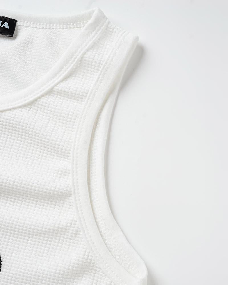 Cami Printed Stretch-Blend Cropped Tank Top with Polyester Fabric