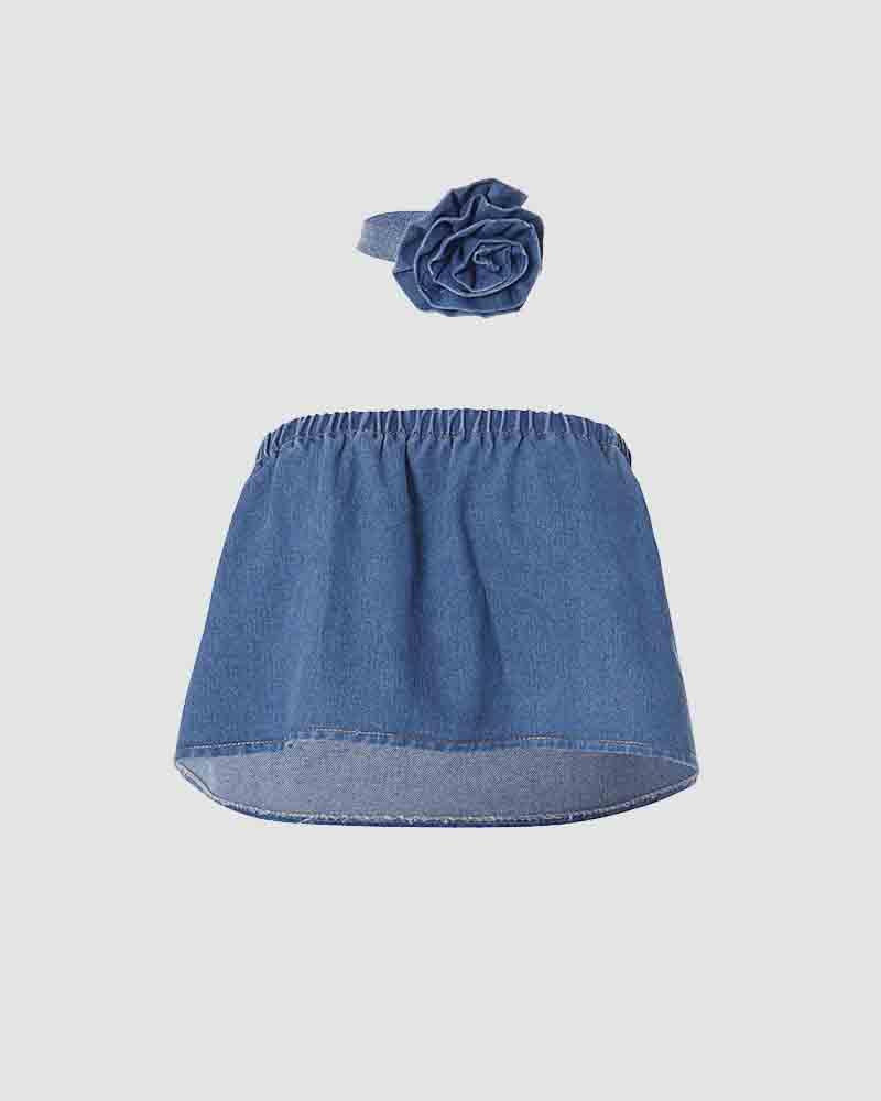 Denim Polyester Top with Cotton Fabric