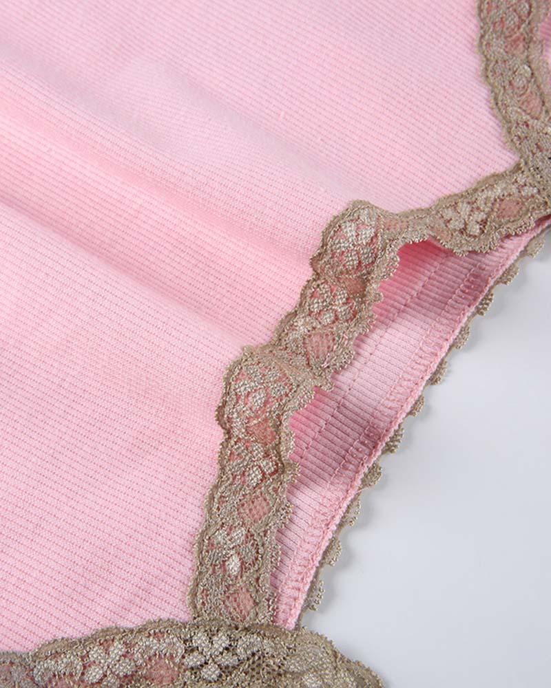 Lace Polyester Cami Top with Cotton Fabric