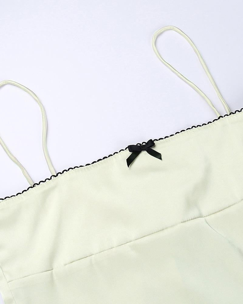 Mermaid Polyester Cami Top with Satin Texture