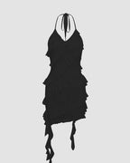 Asymmetric Polyester Dress with Cami Straps