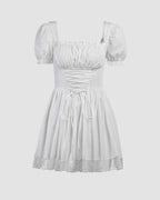 Floral Polyester Dress with Corset Details