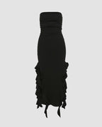 Wing-Graphic Strapless Slit-Detail Dress