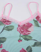 Floral Lace Cami Top with Mesh Detailing