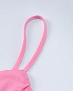 Halter Stretch-Blend Cropped Top with Polyester Fabric