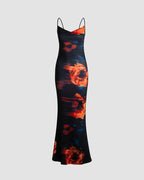 Cami Polyester Maxi Dress with Rose Details
