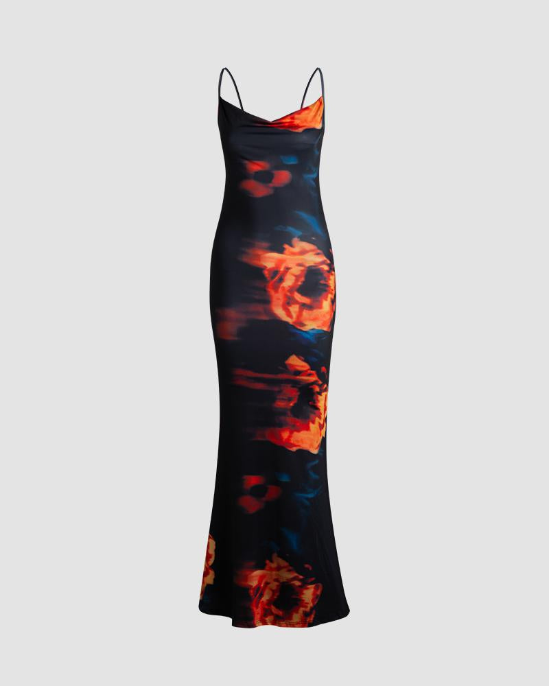 Cami Polyester Maxi Dress with Rose Details