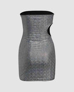 Glitter Strapless Dress with Cutout Details