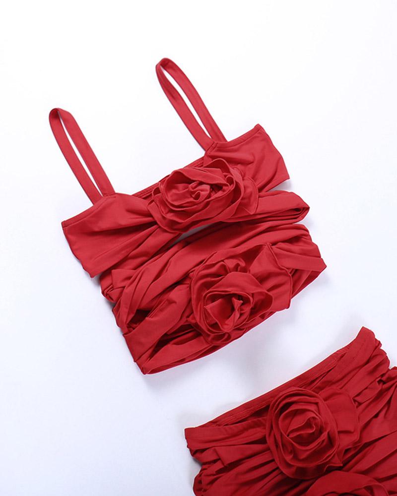 Rose-Detail Dress with Cutout Details